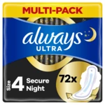 Always Ultra Hygienické Vložky Secure Night S Křidélky 72 ks