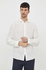 Ľanová košeľa Bomboogie biela farba, regular, s klasickým golierom, SM6402TLI2
