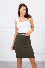 Skirt equipped with ribbed khaki pattern