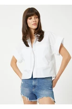 Koton Standardní košilový límec Jednobarevné bílé dámské košile 3sak60018pw