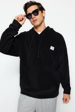 Trendyol Black Men's Oversize Hoodie Fleece Sweatshirt.