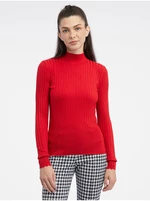 Orsay Červený dámský žebrovaný svetr - Dámské