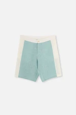 Dagi Ecru - Green Linen Shorts