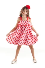 Mushi Polka Dot and Ruffled 100% Cotton Poplin Girls' Pink Dress