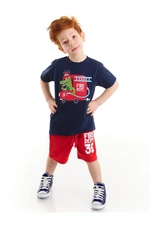 Denokids Firefighter Alligator Boy Child Navy Blue T-Shirt and Red Shorts Set. Denokids Firefighter Alligator Boy Child Navy Blue T-Shirt and Red Shorts Set.