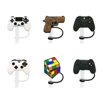 1PCS PVC straw cover GamePad Toy pistol series straw topper Reusable Airtight Drinking Dust Cap Splash Proof Drinking Straw Tip