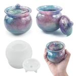 DIY Crystal Epoxy Resin Mold Jar with Lid Candy Jewelry Storage Box Mold Mirror Silicone Mold For Aromatherapy Plaster Making