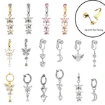 Fake Belly Piercing Clip on Belly Button rings for Women moon heart butterfly water drop Faux belly rings
