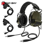 TS TAC-SKY COMTAC III Dual Pass Silicone Over-Ear Military Version Noise-Cancelling Tactical Headset + U94 PTT Kenwood Plug