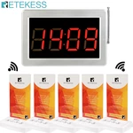 Retekess Restaurant Pager Wireless Calling System 5 Transmitter Button Table Card + 1 Receiver Host Waiter Calling Service Cafe