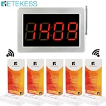 Retekess Restaurant Pager Wireless Calling System 5 Transmitter Button Table Card + 1 Receiver Host Waiter Calling Service Cafe