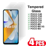 4PCS Tempered glass For xiaomi Poco C51 C55 F5 Pro C40 C50 M4 M5 C31 M3 protective film phone screen protector glass smartphone