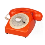 Orange Retro Phone Old Style Rotary Dial Telephones 1960'S Classic Landline Desk Telephone Corded Landline Phone for Home Office