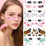 Daily Party Face Sticker Butterfly Flower Funny Makeup Party Waterproof Tattoo Stickers Birthday Costume Cosplay Accessories