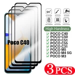 3PCS phone screen protector For xiaomi Poco C50 C40 M5 Tempered glass For xiaomi Poco C51 C55 M4 5G M3 F5 Pro HD protective film