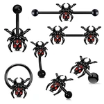 New Tongue Puncture Black Spider Tongue Belly Ring Stainless Steel Punk Hot Girls Tongue Rings Body Piercing Spice Girls Jewelry
