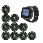 Resraurant Wireless Waiter Call System 1pc Watch Clock 10pcs Button Hookah Customer Bell