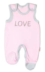 Baby Nellys Kojenecké bavlněné dupačky  Love - růžové vel.  74