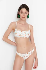 Trendyol Crispy Floral Pattern Gippe Low Waist Bikini Bottoms