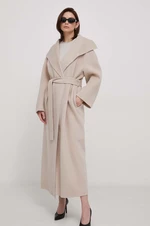 Vlnený kabát Calvin Klein šedá farba, prechodný, oversize, K20K206746