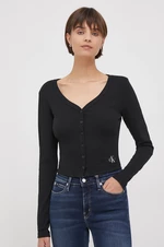 Tričko s dlhým rukávom Calvin Klein Jeans dámsky,čierna farba,J20J222570