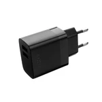 Set síťové nabíječky FIXED s 2xUSB výstupem a USB/USB-C kabelu, 1 metr, 17W Smart Rapid Charge, černá