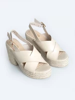 Big Star Woman's Sandals Shoes 207794 Gold SkÃra naturalna-800