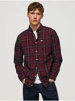 Burgundy Men's Plaid Shirt Pepe Jeans Freshfield - Men's