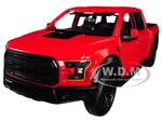 2017 Ford F-150 Raptor Pickup Truck Red with Black Wheels 1/27 Diecast Model Car by Motormax