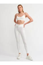 Dilvin 7946 High Waist Lace-up Leggings-ecru