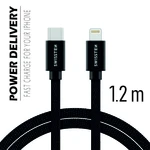 Datový kabel Swissten Textile USB-C/ Lightning 1,2 M,  black