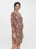 Hnedé tehotenské/dojčiace vzorované puzdrové šaty Mama.licious Nora - ženy