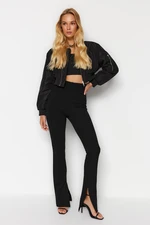 Trendyol Black With Internal Slit High Waist Interlock Knitted Leggings Pants