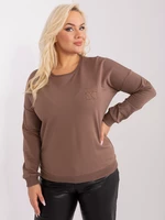 Brown cotton blouse plus size with applique