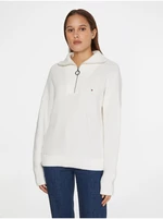 White Women's Sweater with Collar Tommy Hilfiger - Women