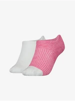 Tommy Hilfiger Underwear Súprava dvoch párov dámskych ponožiek v bielej a ružovej farbe Tommy Hilfiger
