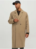Béžový pánsky kabát s prímesou vlny Jack & Jones Harry