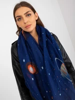 Dark blue scarf with prints