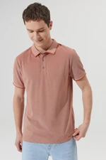 AC&Co / Altınyıldız Classics Men's Anti-shrink Cotton Fabric Slim Fit Slim Fit Slim Fit Tile-Beige Anti-roll Polo Neck T-Shirt.