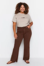 Trendyol Curve Brown Cut-Out Spanish Fit Denim Jeans.