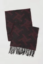 AC&Co / Altınyıldız Classics Men's Burgundy-black Patterned Scarf