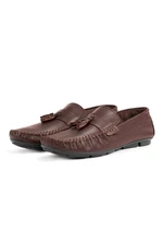 Ducavelli Noble Men's Genuine Leather Casual Shoes, Roque Loafers Brown.