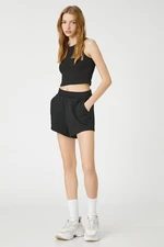 Koton The Shorts With Elastic Waist, Pocket Detail Ribbed Relaxed Cut.