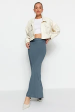 Trendyol Gray Maxi High Waist Elastic Knitted Skirt