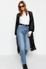 Trendyol Black Openwork/Holes Long Knitwear Cardigan