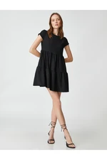 Koton Tiered Mini Dress with Back Detail, Short Sleeves