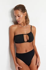 Trendyol Black One-Shoulder Cut Out/Windowed Bikini Top
