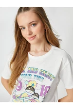 Koton Motto Printed T-Shirt Crew Neck Short Sleeved