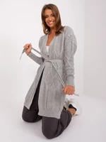 Women's grey cardigan with cable ties