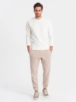 Ombre CARROT men's structured knit sweatpants - beige